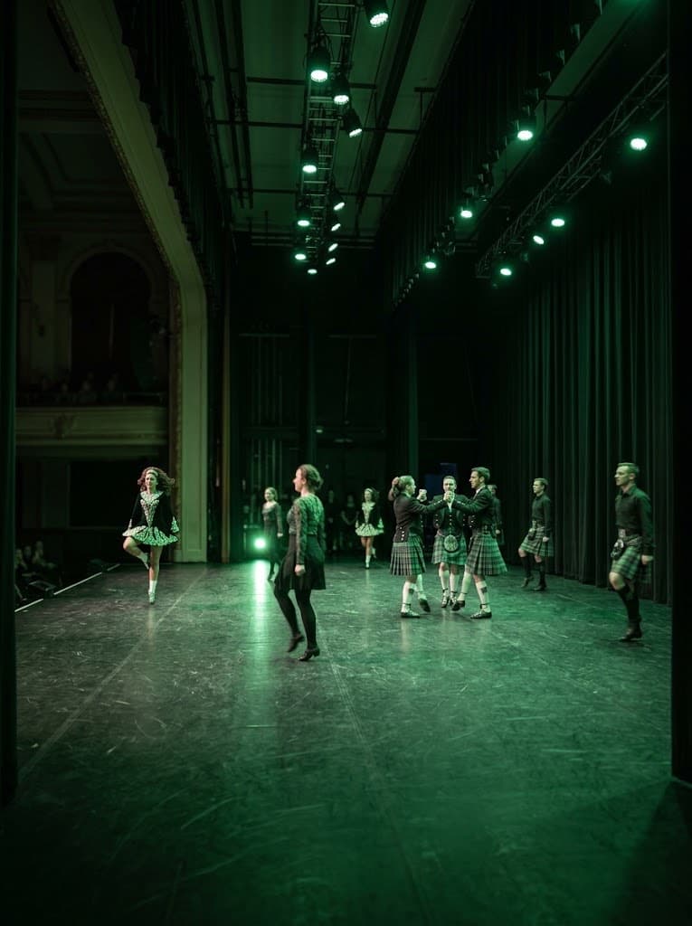 Dancers waiting in line on a competition stage